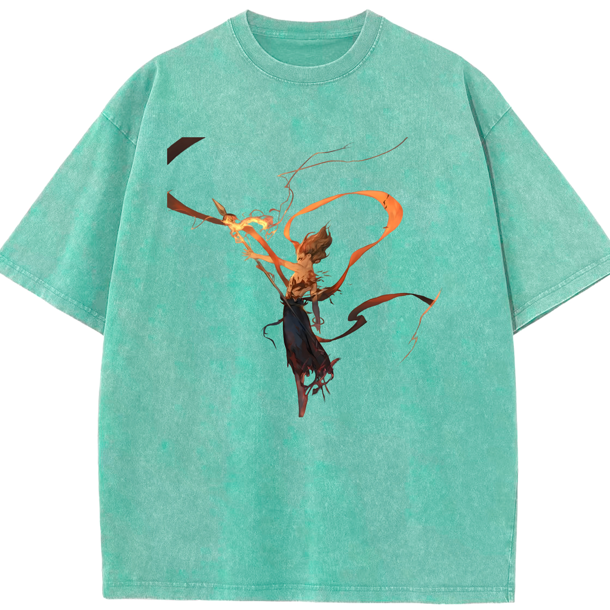 （画像用） Ne Zha 2 ナタ 魔童の大暴れ 綿100% ヴィンテージ風 半袖Tシャツ（フロントプリント）